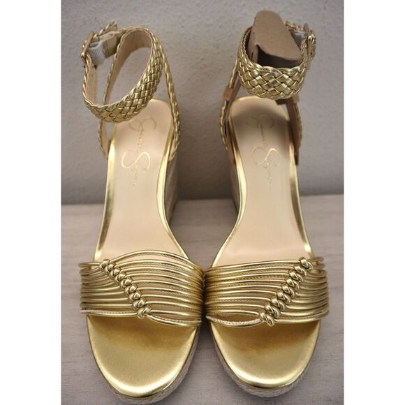 Jessica Simpson WMN Sz 9M Gold Talise Knotted Strappy Platform Wedge Sandals - Picture 15 of 16